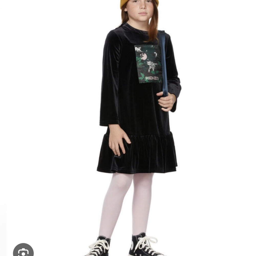 KENZO Kids Girls Velvet Long Sleeve Dress 4A 104 - Picture 5 of 5